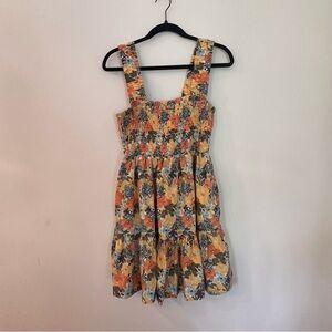 Abercrombie & Fitch Floral Print Smocked Ruffle Hem Sleeveless Dress Size L
